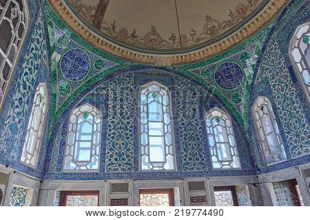 ISTANBUL, TURKEY, MARCH 30, 2015: Topkapi Palace, ceiling decorations