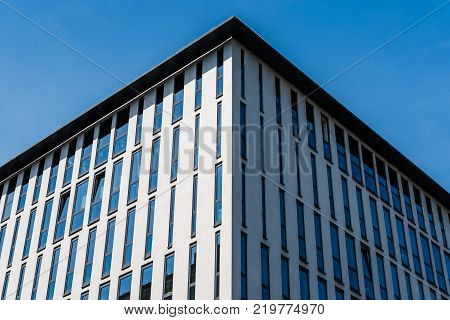 Vienna,  Austria - August 16, 2017: Low angle view of modern office building in Vienna