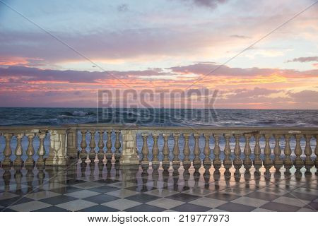 The Terrazza Mascagni is a wide sinuous suggestive belvedere toward the sea in Leghorn Italy