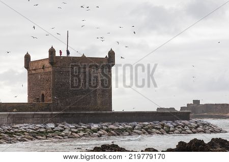 Sqala Du Port, A Defensive Tower At The Fishing Port Of Essaouira, Morocco