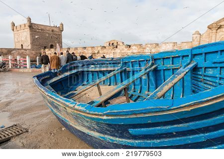 Sqala du Port a defensive tower at the fishing port of Essaouira Morocco