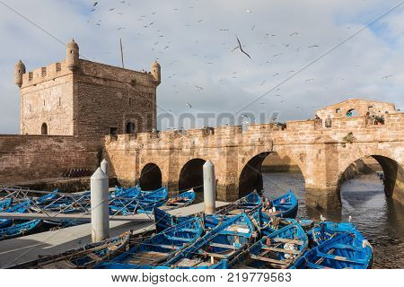 Sqala Du Port, A Defensive Tower At The Fishing Port Of Essaouira, Morocco