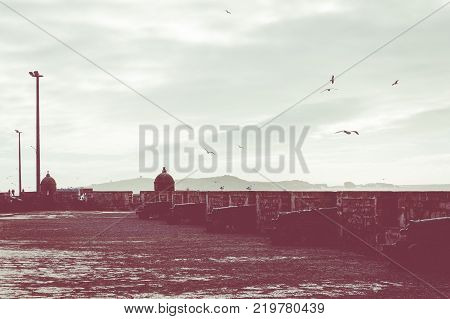 Sqala Du Port, A Defensive Tower At The Fishing Port Of Essaouira, Morocco