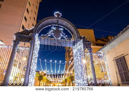 1840s Gate of the former ILVA Ironworks Complex in Follonica at Christmas time