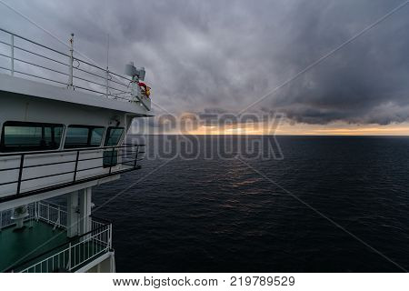 ship during sunset in the Baltic Sea.
