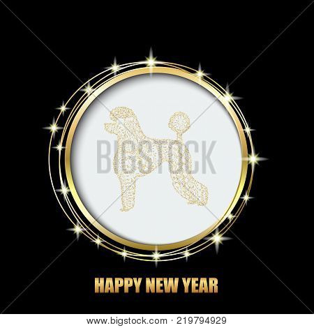 2018 Chinese New Year. Year of the dog. Vector illustration. New Year. Gold on black.