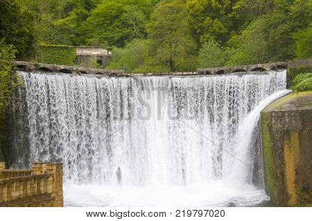 Artificial waterfall in Abkhazia, used as a hydroelectric power plant.