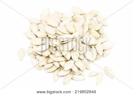Pumpkin Seeds Isolated On The White Background