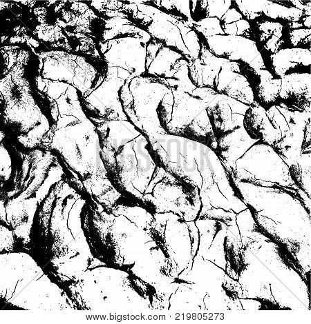 cracked clay ground into the dry season. Vector illustration.