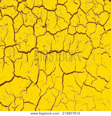 cracked clay ground into the dry season. Vector illustration.