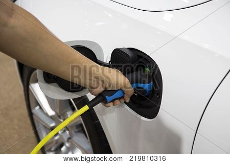 The Electric Vehecle ( EV ) charger ; selective focus