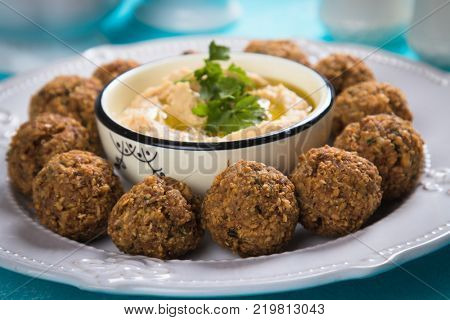 Falafel, middle eastern fried chickepa balls, popular fast food meal