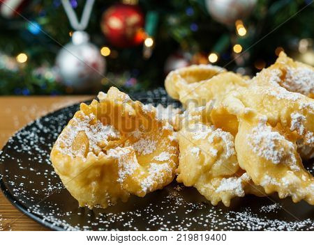 Chiacchere or Angel wings typical Italian pastry used during the carnival