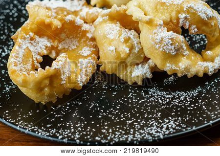 Chiacchere or Angel wings typical Italian pastry used during the carnival