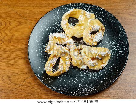 Chiacchere or Angel wings typical Italian pastry used during the carnival