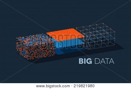 Big data illustration with structuring map reduce process showing clusters of data sequencing in organized order for analysis