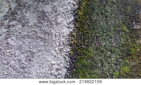 Old vintage cement messy cracked wall, grunge brick textured background, panoramic photo