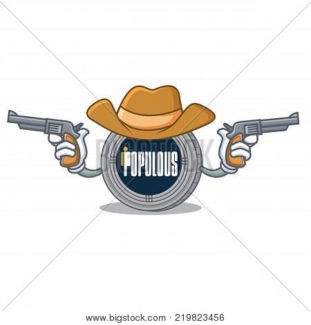 Cowboy populous coin character cartoon vector illustration