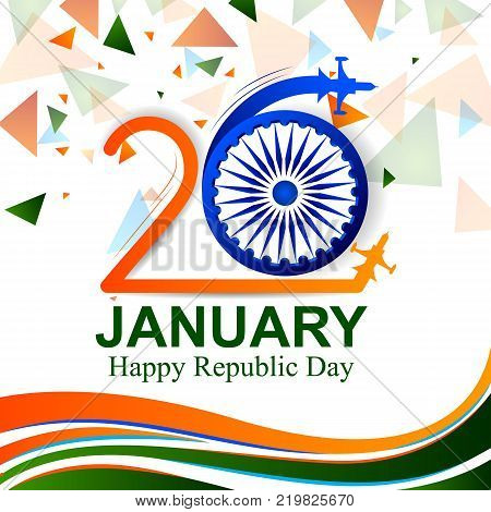 easy to edit vector illustration of Happy Republic Day of India tricolor background for 26 January