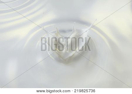 3D Rendering Of Milky Lotion With Heart Shape Crown Splash