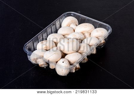 Photo Picture of  Fresh White Mushroom Food Texture Background