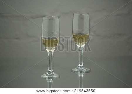 Two glasses of champagne on a beautiful background