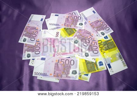 200 500 Euro notes background texture - mingled pile