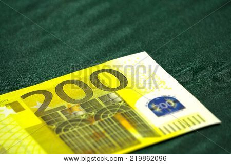 Euro Symbol European Union Currency Two Hundred Euro Banknote.