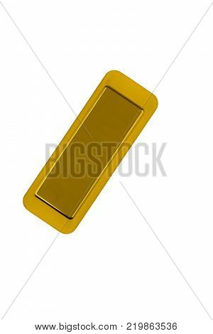Gold bar isolated on white background. Gold bar top view