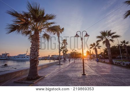 Evening photo in Odos Poseidonos, Paphos, Cyprus