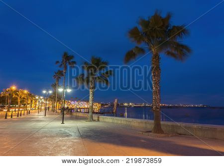 Evening photo in Odos Poseidonos, Paphos, Cyprus