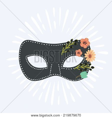 Vector cartoon carnival maskarade mask decorated with flower