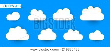Set of Clouds isolated on blue background. Symbol for your web site design, logo, app, UI. Vector illustration, EPS10.