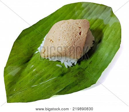 Sweet Sticky Rice (thai Traditional Dessert Food) Consisting Of Glutinous Rice