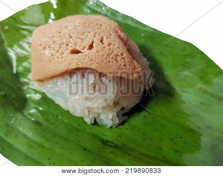 Sweet Sticky Rice (thai Traditional Dessert Food) Consisting Of Glutinous Rice