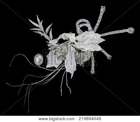 Beautiful white brooch isolated on black background