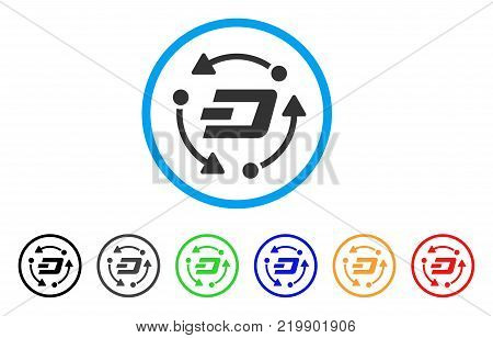 Dash Turnover rounded icon. Style is a flat grey symbol inside light blue circle with additional color variants. Dash Turnover vector designed for web and software interfaces.