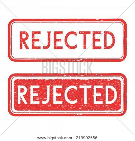 REJECTED stamps. Red ink stamps for documents. Vector illustration isolated on white background