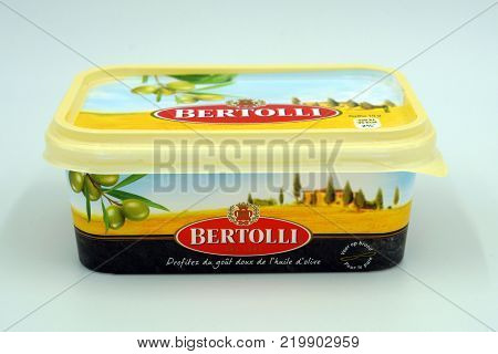 Amsterdam, The Netherlands - December 28, 2017: Package of Bertolli margarine.