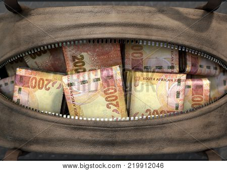 Illicit Cash In A Brown Duffel Bag