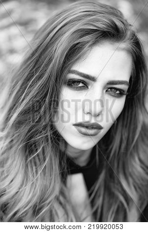 Pretty Sexy Woman With Long Hair In Fur And Jackboot