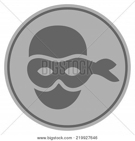Anonymous Head silver coin icon. Vector style is a silver gray flat coin symbol.
