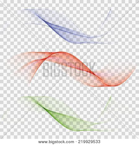 Set of abstract color wave. Color smoke wave. Transparent color wave. Blue, pink, orange, red color. Wavy design