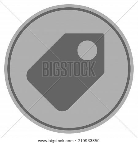 Token silver coin icon. Vector style is a silver grey flat coin symbol.