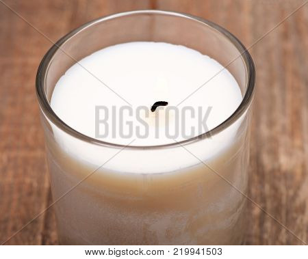 Natural soy wax unscented candle in glass jar