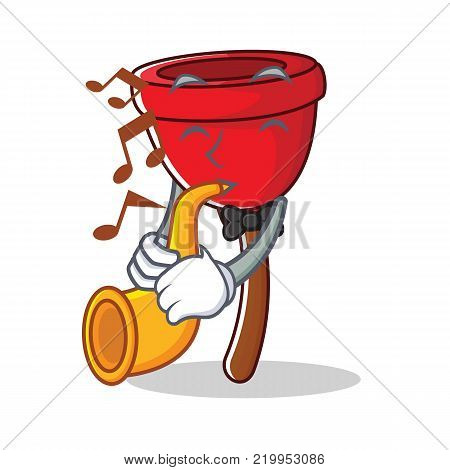 With trumpet plunger character cartoon style vector illustration
