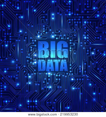 Concept of Electrical Circuit with Big Data - 4V Visualization. Mining Database System Design - Illustration Vector