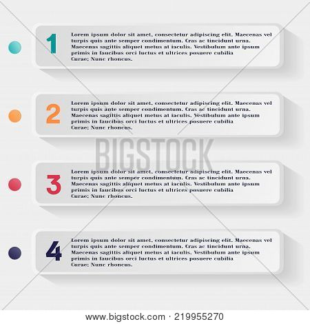 Infographic design template can be used for workflow layout, diagram, number options, web design. Infographic business concept with 4 options, parts, steps or processes. Abstract background.
