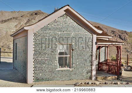 Beatty, Nevada, United States of America - November 22, 2017. Tom Kelley bottle house in Rhyolite ghost town near Beatty, Nevada, United States of America.