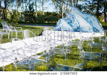Outdoor wedding ceremony in the forest. Wedding day.